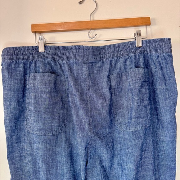 L.L. Bean Favorite Fit Drawstring Pants Size 18W Pull On Cotton Chambray Casual - Picture 6 of 12
